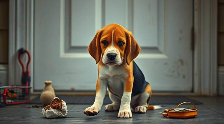 Dog displaying signs of separation anxiety