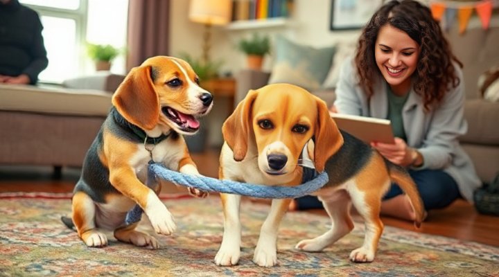 Positive interaction between puppy and older dog