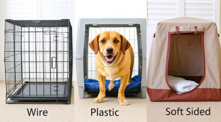Various types of dog crates for crate training