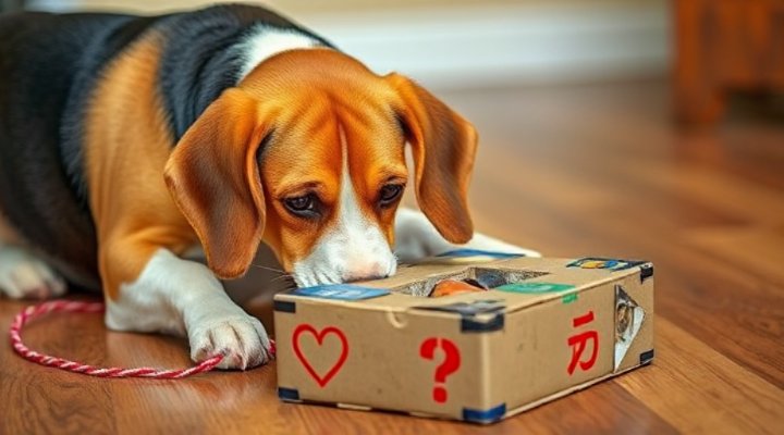Dog solving a DIY puzzle toy for mental stimulation
