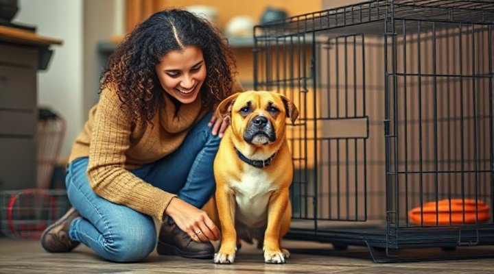 Introducing dog to crate