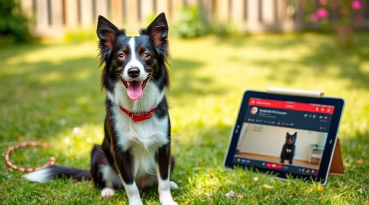 A well-trained dog sitting perfectly after following online dog training lessons