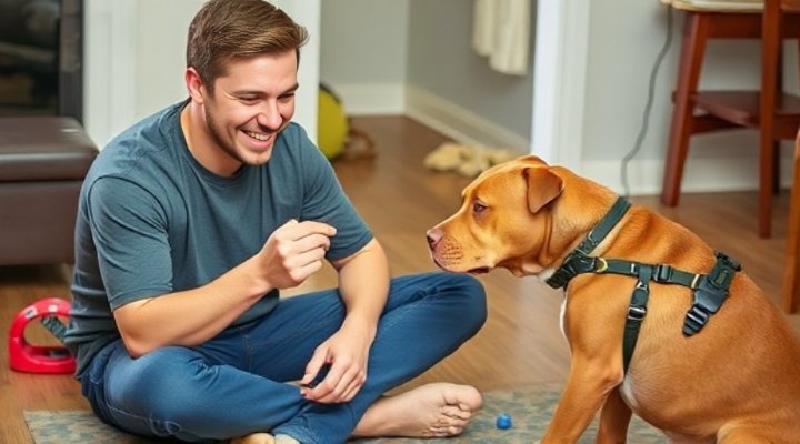 Owner rewarding their dog with treats during a training session