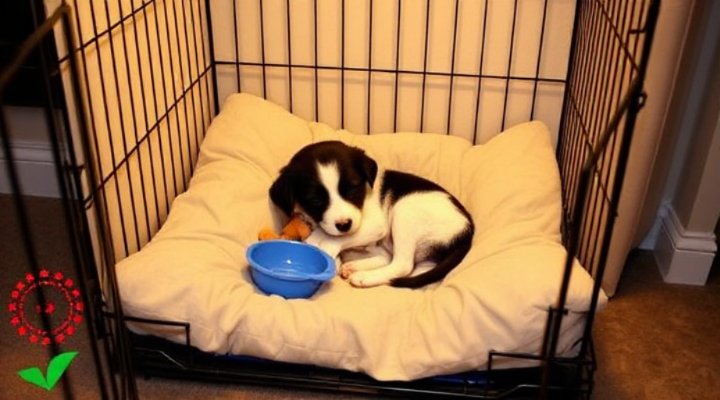 Cozy crate setup for puppy training