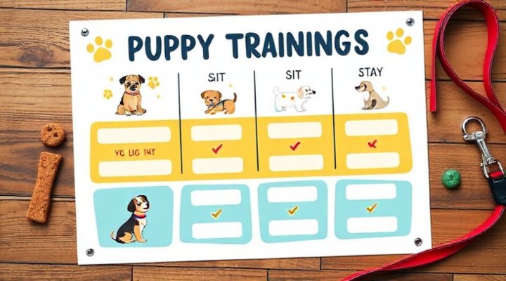 Colorful training progress chart tracking puppy