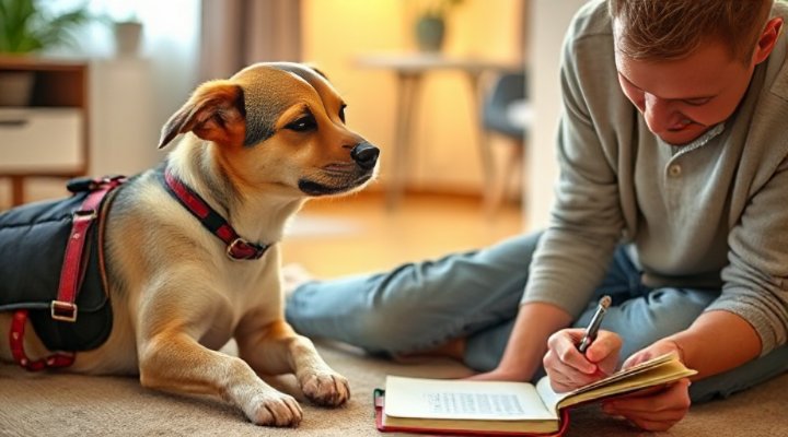 Owner observing dog