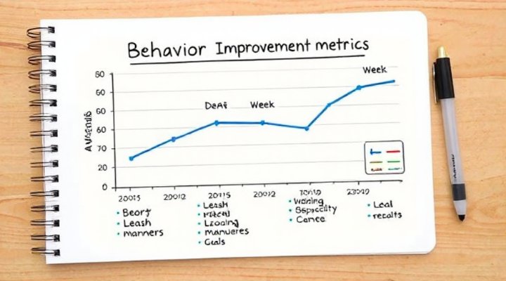 Progress tracking chart showing dog behavior improvement over 4 weeks