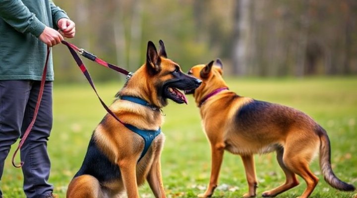 Certified trainer working with a reactive dog