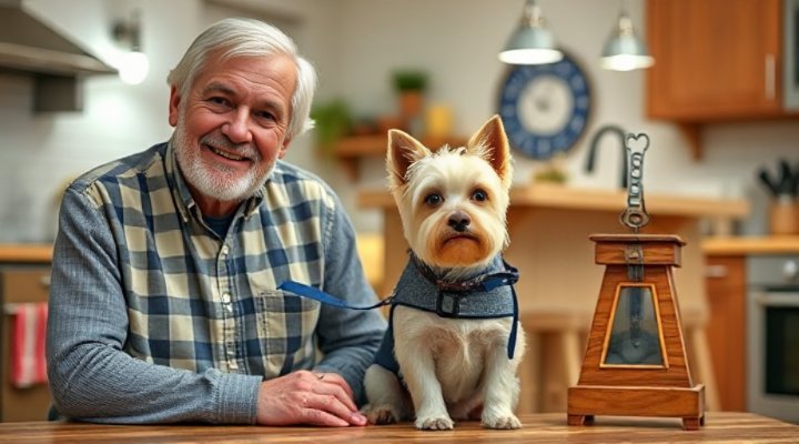 Elderly couple celebrating their dog