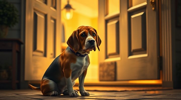 Anxious dog waiting by the door