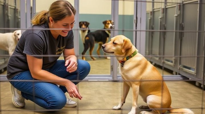Volunteer training shelter dogs in an affordable program