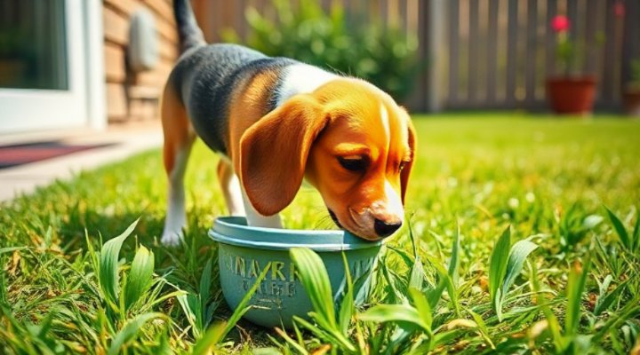 Puppy learning to go potty outside after using grass pad