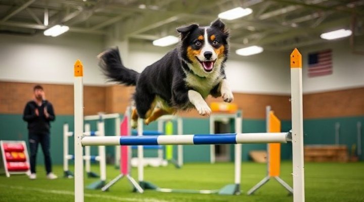 A border collie navigating an agility course with precision