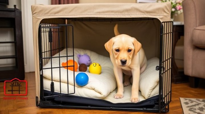 Cozy crate setup for puppy training