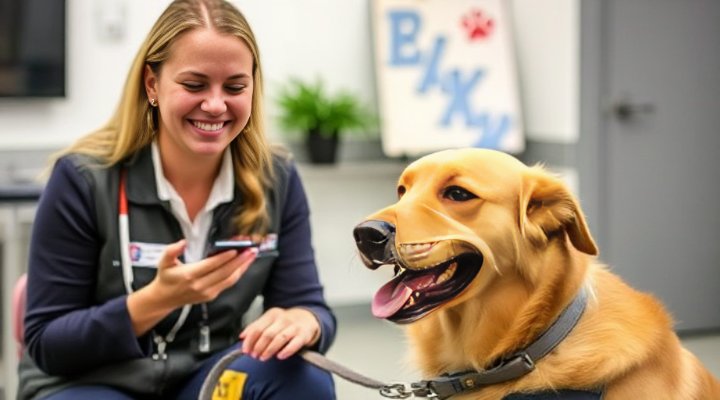 Certified dog trainer with a golden retriever