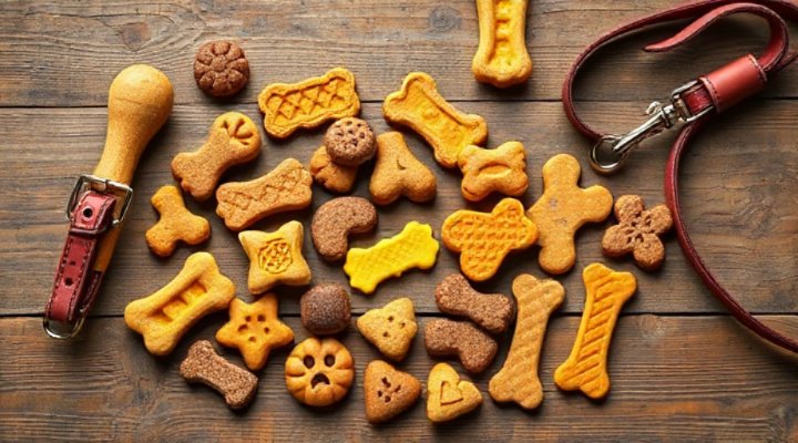 Assorted dog treats used as rewards during leash training