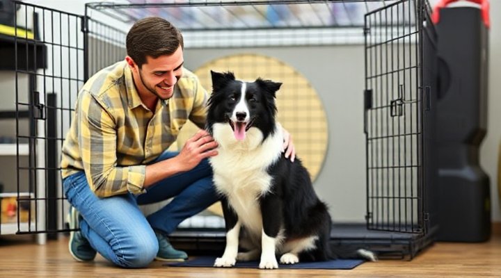 Positive reinforcement during crate training