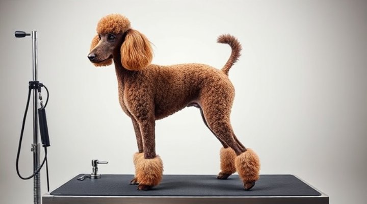 Beautifully groomed standard poodle showing off haircut