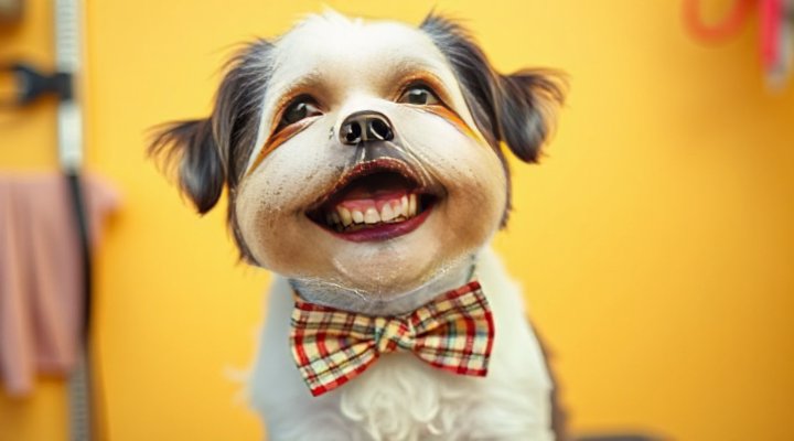 Happy dog after a grooming session