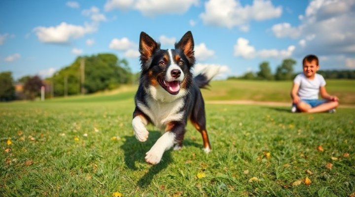 Dog performing roll over trick in the park