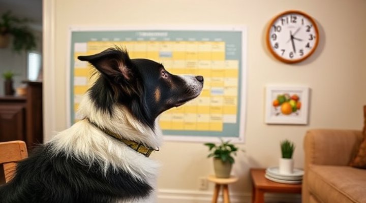 Adult dog following a structured daily routine