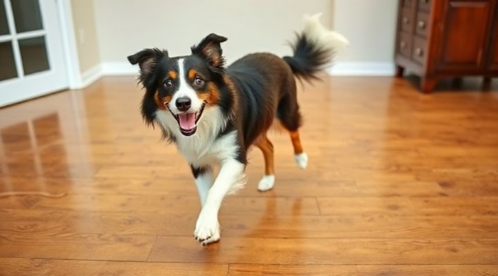 A energetic border collie spinning in a circle