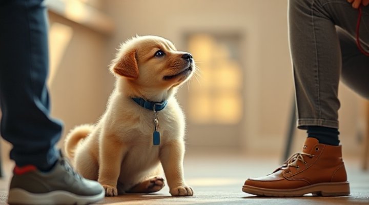 A puppy learning basic commands