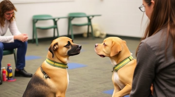 Dog and owner practicing commands