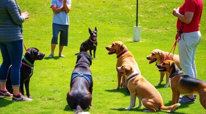 Group obedience training session