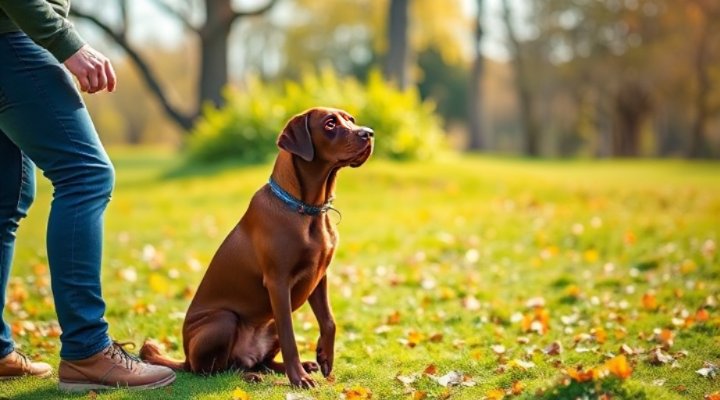 Dog learning basic commands for therapy work
