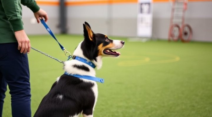 Dog undergoing therapy dog training