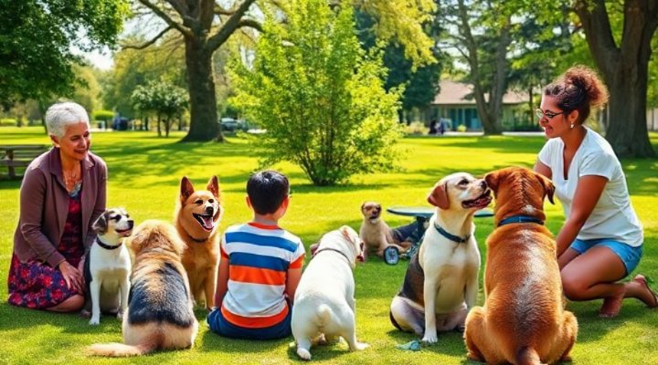 Dogs and owners enjoying a group training session