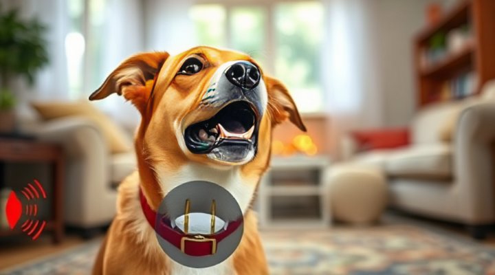 A dog stopping unwanted behavior after hearing ultrasonic sound