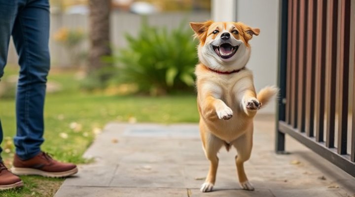 Reactive dog happily reuniting with owner after boarding