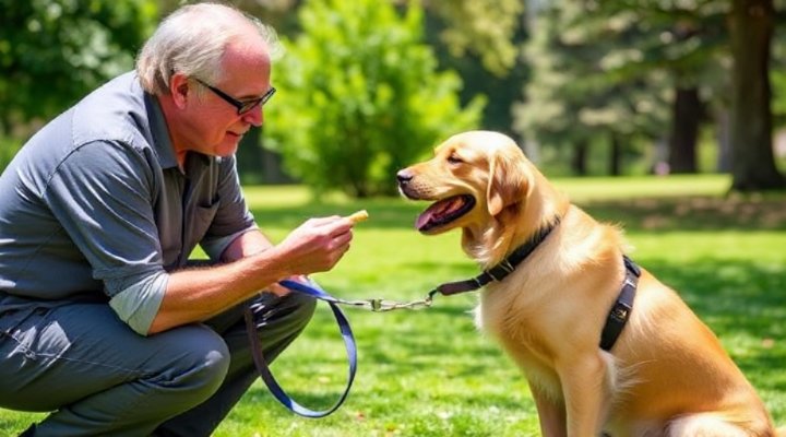 Tom Davis working with a dog using positive reinforcement