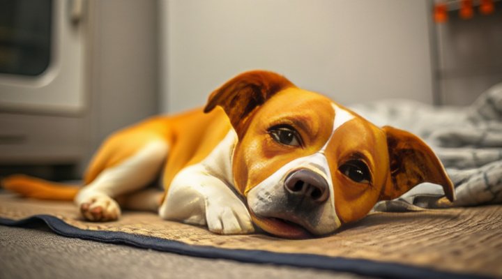 Reactive dog relaxing in a safe boarding space