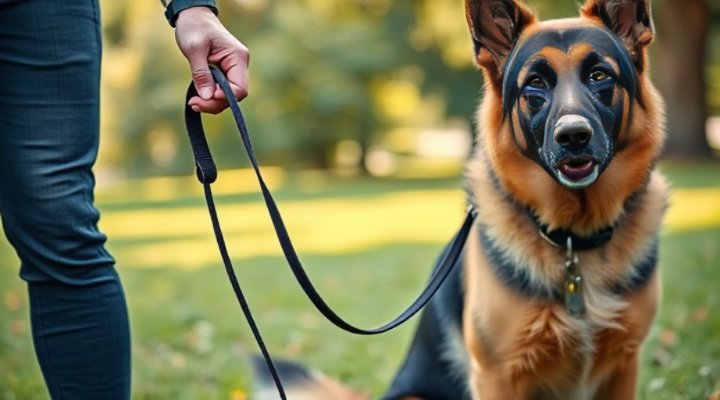 Proper leash handling technique for dog training