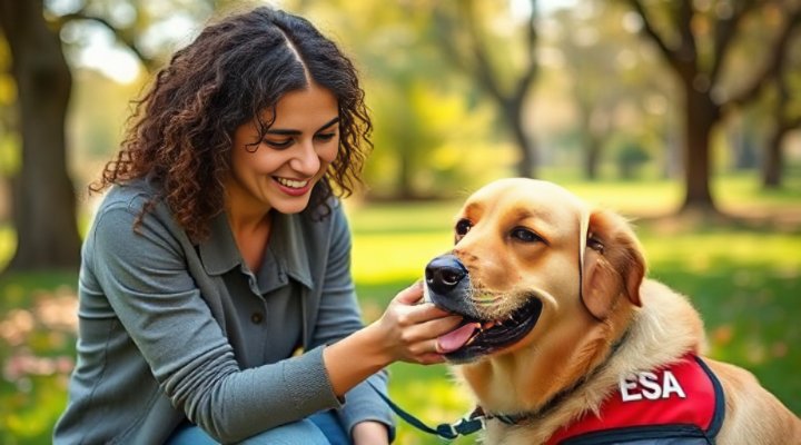 Owner and emotional support dog during training