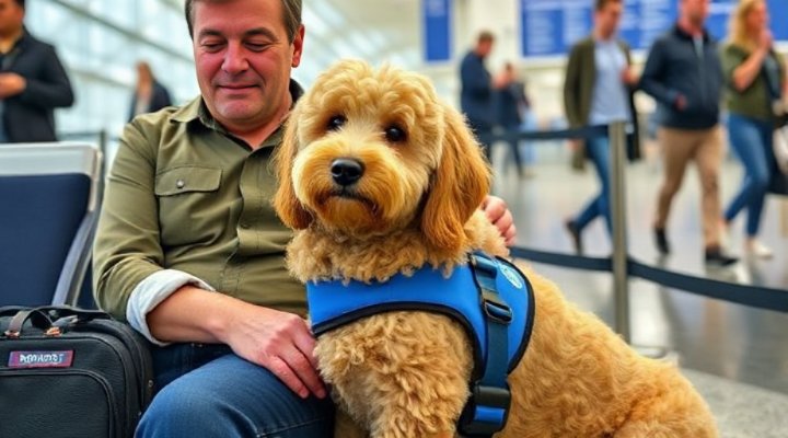ESA dog assisting owner in a crowded space