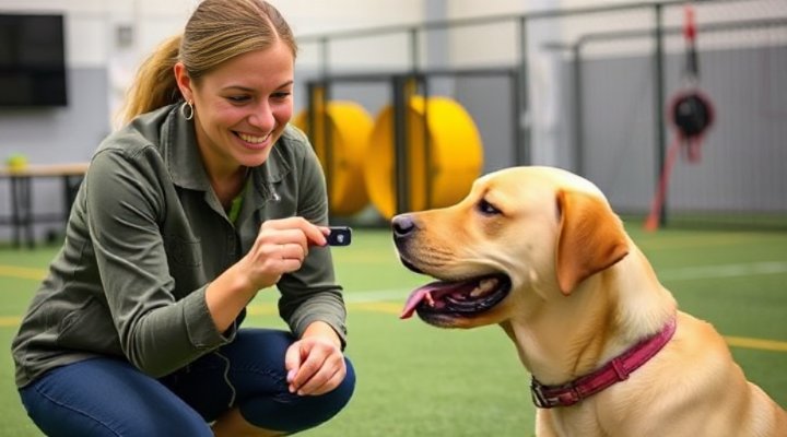 Certified trainer conducting emotional support animal training session
