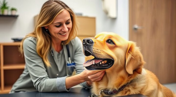Dog therapist interacting with a dog