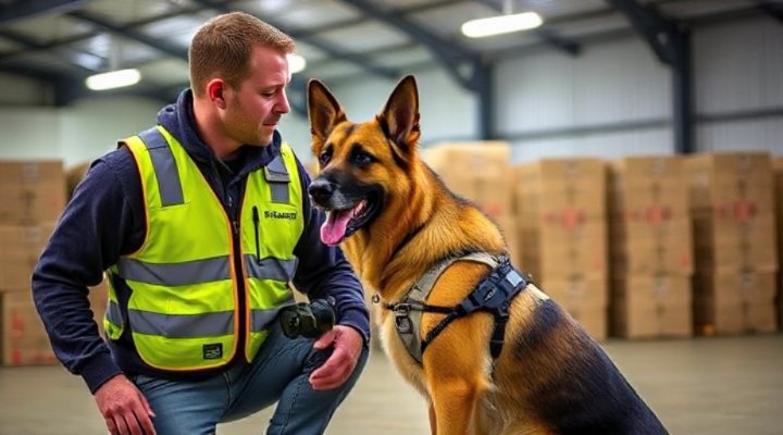 Professional dog trainer working with a dog