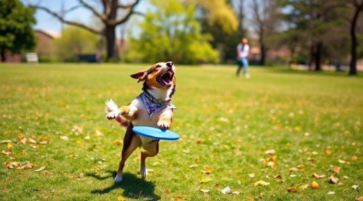 Herding dog playing fetch as part of training