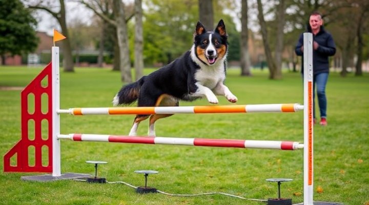 Border collie navigating an agility course with precision