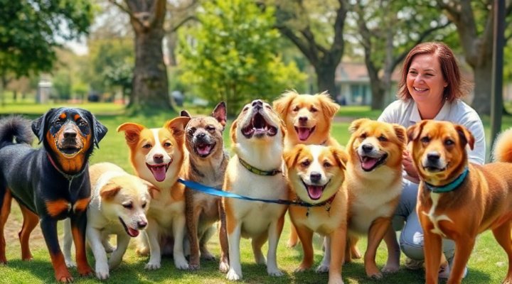 Dogs interacting happily in a socialisation class