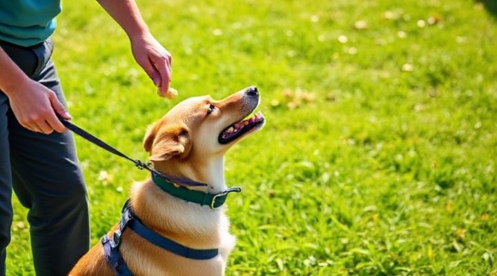 Positive reinforcement training with a rescue dog