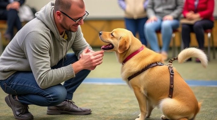 Owner and dog bonding during class