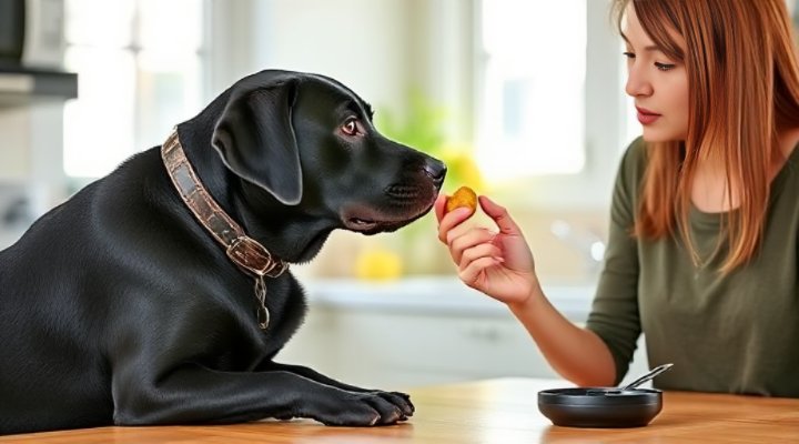 Positive reinforcement training with a rescue dog