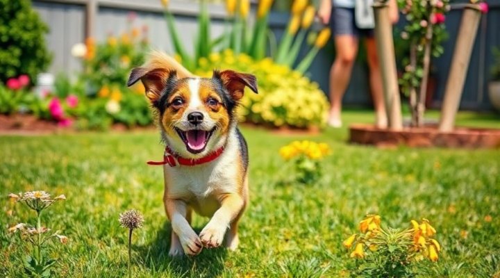 Rescue dog enjoying outdoor playtime