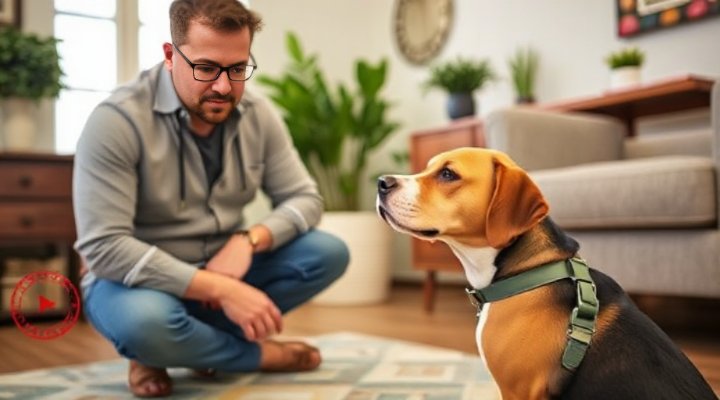 Professional trainer evaluating a dog